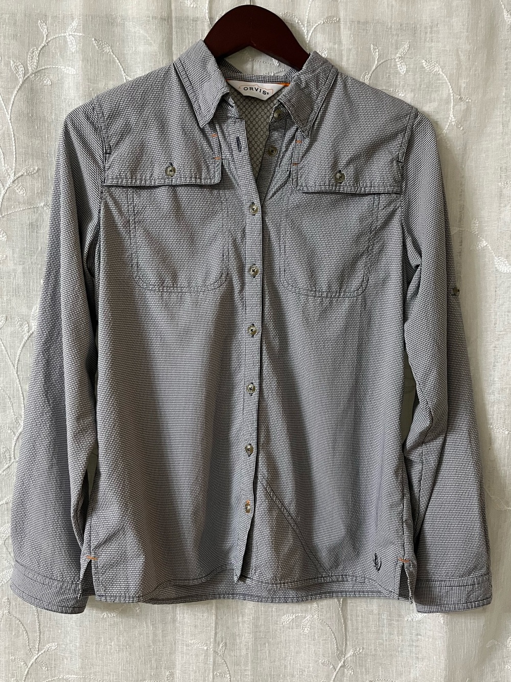 Orvis Women’s Light Gray Button-Down Casual Shirt Size XS